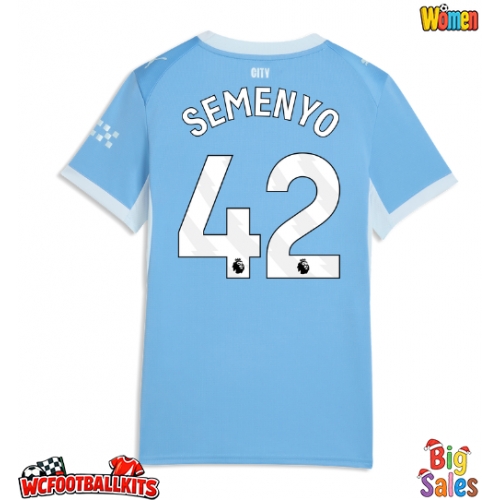Manchester City Antoine Semenyo #42 Replica Home Stadium Shirt for Women 2026-27 Short Sleeve